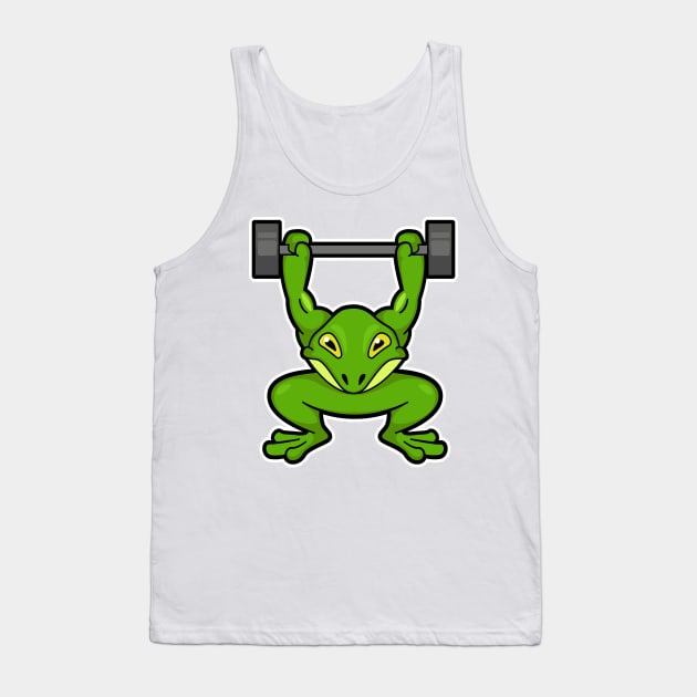 Frog at Bodybuilding with Barbell Tank Top by Markus Schnabel